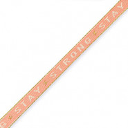 Schmuckband mit Text "Stay Strong" Coral red-beige